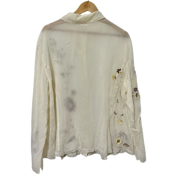 J. Jill Floral Embroidered Semi Sheer Blouse Size 3X Ivory Fairy Whimsical NWT - Picture 2 of 11